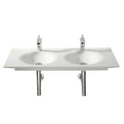 Roca - Kalahari-N Double Bowl Wall Mounted Basin - 1200mm -1 Tap Hole per Bowl