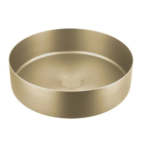 JTP Vos Brushed Brass Round Stainless Steel Counter Top Basin + Waste 2 JTP Vos Brushed Brass Round Stainless Steel Counter Top Basin + Waste - Image 2