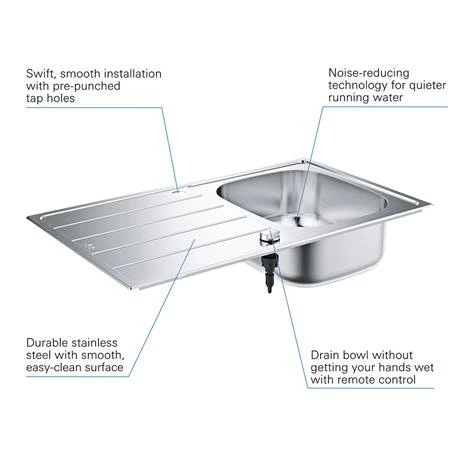 Grohe K200 1.0 Bowl Stainless Steel Kitchen Sink - 31552SD1 2 Grohe K200 1.0 Bowl Stainless Steel Kitchen Sink - 31552SD1 - Image 2