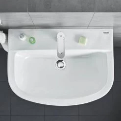 Grohe Bau 550mm 1TH Basin + Full Pedestal -Cheap Basins Store 39421000 D4 460 1