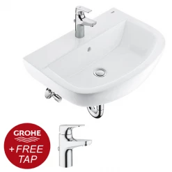 Grohe Bau Ceramic 600mm Complete Basin Package (Tap + waste included)