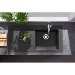 Hansgrohe S514-F450 1.0 Bowl Built-in Kitchen Sink with Drainer - Graphite Black - 43314170 8 Hansgrohe S514-F450 1.0 Bowl Built-in Kitchen Sink with Drainer - Graphite Black - 43314170 -Cheap Basins Store 43314170 D2 460