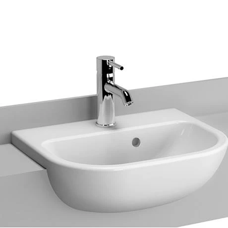 VitrA S20 45cm Short Projection Semi-Recessed Basin - 1 Tap Hole 2 VitrA S20 45cm Short Projection Semi-Recessed Basin - 1 Tap Hole - Image 2