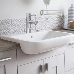 VitrA - S20 Model 55cm Semi-Recessed Wash Basins - 1 or 2 Tap Hole