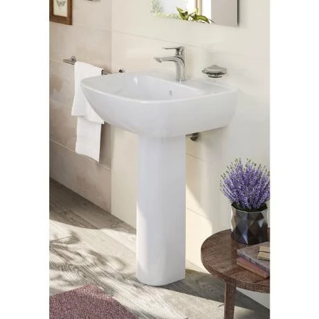 VitrA - Zentrum Basin and Pedestal - 1 Tap Hole - 4 x Size Options 2 VitrA - Zentrum Basin and Pedestal - 1 Tap Hole - 4 x Size Options - Image 2