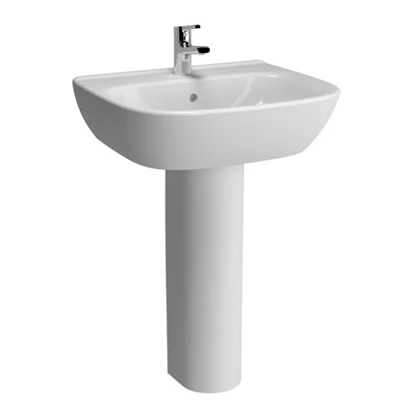 VitrA - Zentrum Basin and Pedestal - 1 Tap Hole - 4 x Size Options 1 VitrA - Zentrum Basin and Pedestal - 1 Tap Hole - 4 x Size Options