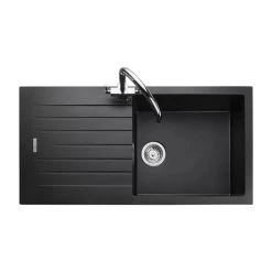 Rangemaster Andesite Ash Black 1.0 Bowl Igneous Granite Kitchen Sink 7 Rangemaster Andesite Ash Black 1.0 Bowl Igneous Granite Kitchen Sink -Cheap Basins Store AND1051AS D2 460