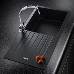 Rangemaster Andesite Ash Black 1.0 Bowl Igneous Granite Kitchen Sink