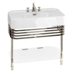 Arcade 900mm Basin and Stand with Glass Shelf - Various Tap Hole Options