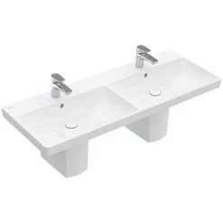 Villeroy and Boch Avento 1200 x 470mm Double Basin + Semi Pedestals