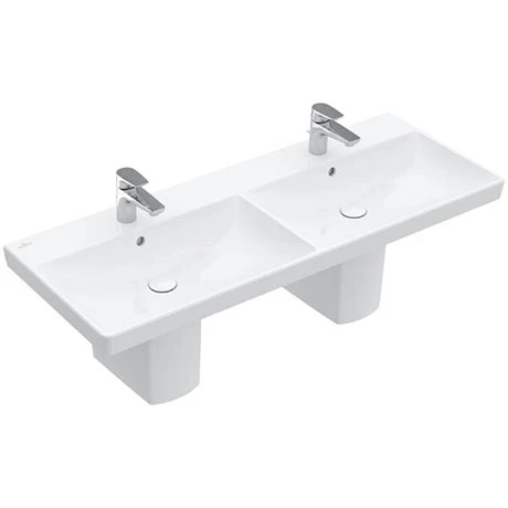 Villeroy and Boch Avento 1200 x 470mm Double Basin + Semi Pedestals 1 Villeroy and Boch Avento 1200 x 470mm Double Basin + Semi Pedestals