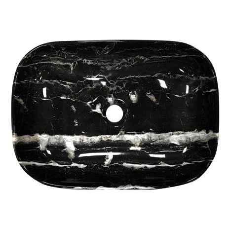 Arezzo 455 x 325mm Curved Rectangular Counter Top Basin - Gloss Black Marble Effect 3 Arezzo 455 x 325mm Curved Rectangular Counter Top Basin - Gloss Black Marble Effect - Image 3