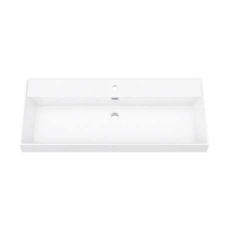 Arezzo 1000 Brushed Brass Framed Washstand with Gloss White Open Shelf and Basin 2 Arezzo 1000 Brushed Brass Framed Washstand with Gloss White Open Shelf and Basin - Image 2