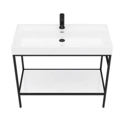 Venice Matt Black 1000mm Framed Washstand and Basin inc. Tap + Bottle Trap -Cheap Basins Store AZ10BFPM n detail2 460 1