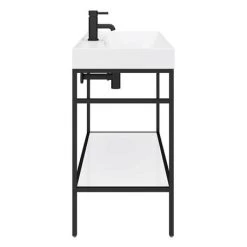 Venice Matt Black 1000mm Framed Washstand and Basin inc. Tap + Bottle Trap -Cheap Basins Store AZ10BFPM n detail3 460 1