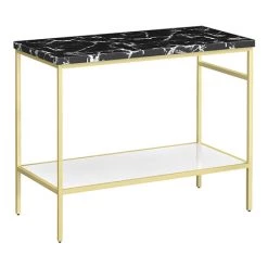 Arezzo 1010 Black Marble Effect Worktop with Brushed Brass Framed Washstand