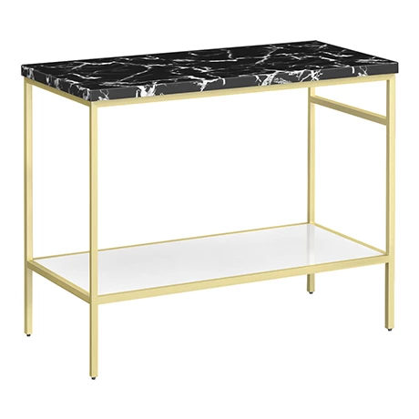 Arezzo 1010 Black Marble Effect Worktop with Brushed Brass Framed Washstand 1 Arezzo 1010 Black Marble Effect Worktop with Brushed Brass Framed Washstand