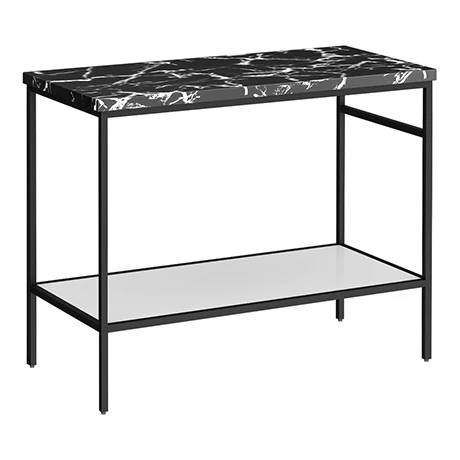 Arezzo 1010 Black Marble Effect Worktop with Matt Black Framed Washstand 1 Arezzo 1010 Black Marble Effect Worktop with Matt Black Framed Washstand