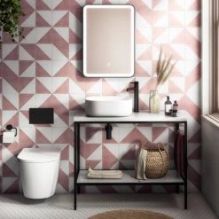 Arezzo 1010 Gloss White Stone Resin Worktop with Matt Black Framed Washstand -Cheap Basins Store AZ10WSMBGW d2 460