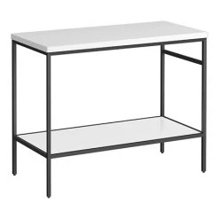 Arezzo 1010 Gloss White Stone Resin Worktop with Matt Black Framed Washstand