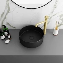 Arezzo 352mm Matt Black Round Counter Top Basin 7 Arezzo 352mm Matt Black Round Counter Top Basin -Cheap Basins Store AZ110AMB d2 460