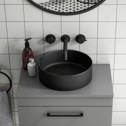 Arezzo 352mm Matt Black Round Counter Top Basin