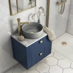 Arezzo 352mm Matt Grey Round Counter Top Basin -Cheap Basins Store AZ110AMH d2 460