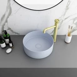 Arezzo 352mm Matt Blue Round Counter Top Basin 5 Arezzo 352mm Matt Blue Round Counter Top Basin -Cheap Basins Store AZ110AML d4 460