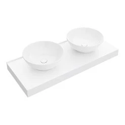 Arezzo Stone Resin Floating Basin Shelf inc. 2 Round Basins - 1200mm Wide