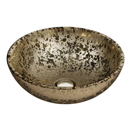 Arezzo Round 410mm Gold Mottled Design Ceramic Counter Top Basin 2 Arezzo Round 410mm Gold Mottled Design Ceramic Counter Top Basin - Image 2