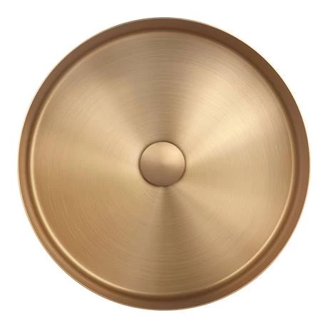 Arezzo Brushed Brass 360mm Round Stainless Steel Counter Top Basin + Waste 4 Arezzo Brushed Brass 360mm Round Stainless Steel Counter Top Basin + Waste - Image 4
