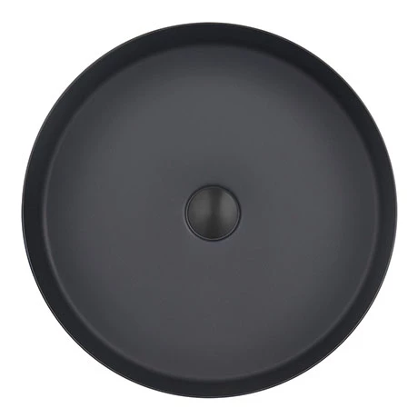 Arezzo Matt Black 360mm Round Stainless Steel Counter Top Basin + Waste 1 Arezzo Matt Black 360mm Round Stainless Steel Counter Top Basin + Waste