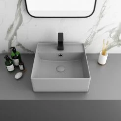 Arezzo 405mm Matt Grey Square Wall Mounted / Counter Top Basin -Cheap Basins Store AZ4BMH n d3 460