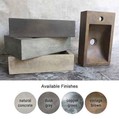 Arezzo Stone Wall Hung Natural Concrete Cloakroom Basin with Matt Black Towel Shelf 2 Arezzo Stone Wall Hung Natural Concrete Cloakroom Basin with Matt Black Towel Shelf - Image 2