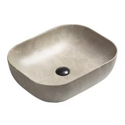 Arezzo 505 x 405mm Curved Rectangular Counter Top Basin - Beige Marble Effect