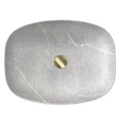 Arezzo 505 x 385mm Curved Rectangular Counter Top Basin - Light Grey Marble Effect -Cheap Basins Store AZ505LGM d3 460