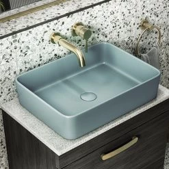 Arezzo 500 x 370mm Curved Rectangular Counter Top Basin - Matt Green