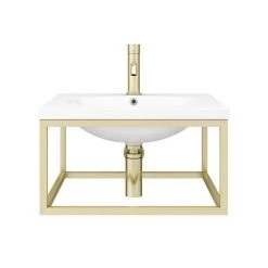 Arezzo 500 Wall Hung Basin with Brushed Brass Towel Rail Frame -Cheap Basins Store AZ5BBFRM NEW D4 460