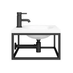 Arezzo 500 Wall Hung Basin with Matt Black Towel Rail Frame 11 Arezzo 500 Wall Hung Basin with Matt Black Towel Rail Frame -Cheap Basins Store AZ5BLKFRM d2a 460