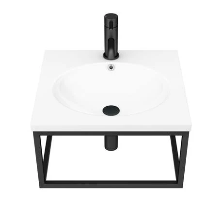 Arezzo 500 Wall Hung Basin with Matt Black Towel Rail Frame 4 Arezzo 500 Wall Hung Basin with Matt Black Towel Rail Frame - Image 4