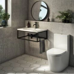 Arezzo 500 Wall Hung Basin with Matt Black Towel Rail Frame 8 Arezzo 500 Wall Hung Basin with Matt Black Towel Rail Frame -Cheap Basins Store AZ5BLKFRM nd3 460