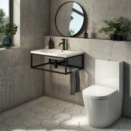 Arezzo 500 Wall Hung Basin with Matt Black Towel Rail Frame 3 Arezzo 500 Wall Hung Basin with Matt Black Towel Rail Frame - Image 3