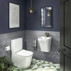 Arezzo Square Matt White Ceramic One Piece Wall Hung Basin 1TH - 365mm Wide -Cheap Basins Store AZ5PSQMW detail2a 460