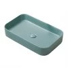Arezzo 600 x 370mm Curved Rectangular Counter Top Basin - Matt Green