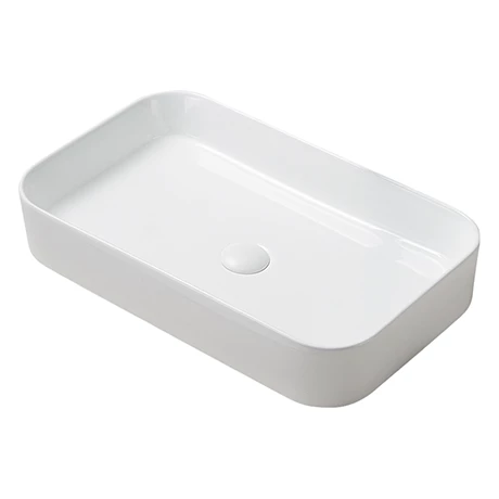 Arezzo 600 x 370mm Curved Rectangular Counter Top Basin - Gloss White 1 Arezzo 600 x 370mm Curved Rectangular Counter Top Basin - Gloss White