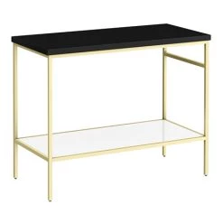 Arezzo 1010 Matt Black Stone Resin Worktop with Brushed Brass Framed Washstand