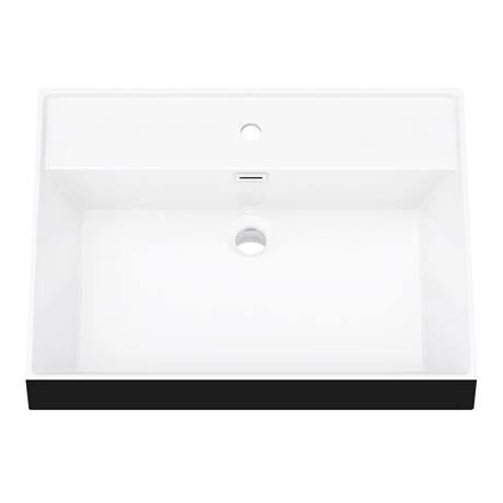 Arezzo 600 Brushed Brass Framed Washstand with Gloss White Open Shelf and Matt Black Basin 3 Arezzo 600 Brushed Brass Framed Washstand with Gloss White Open Shelf and Matt Black Basin - Image 3