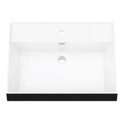 Arezzo 600 Matt Black Framed Washstand with Gloss White Open Shelf and Matt Black Basin 5 Arezzo 600 Matt Black Framed Washstand with Gloss White Open Shelf and Matt Black Basin -Cheap Basins Store AZ6BFPM BLK d2 460