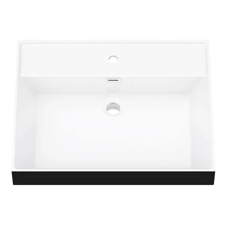 Arezzo 600 Matt Black Framed Washstand with Gloss White Open Shelf and Matt Black Basin 3 Arezzo 600 Matt Black Framed Washstand with Gloss White Open Shelf and Matt Black Basin - Image 3