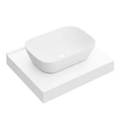 Arezzo Stone Resin Floating Basin Shelf inc. Curved Rectangular Basin - 600mm Wide